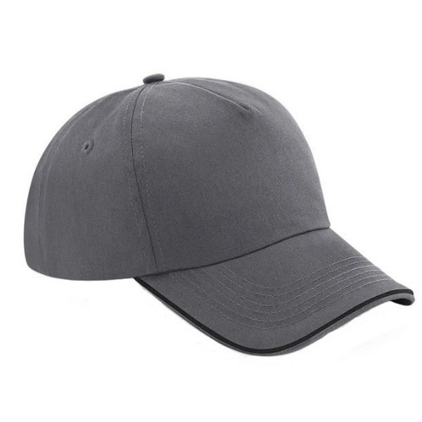 Beechfield Adults Unisex Authentic 5 Panel Piped Peak Cap One S Graphite Grey/Black One Size