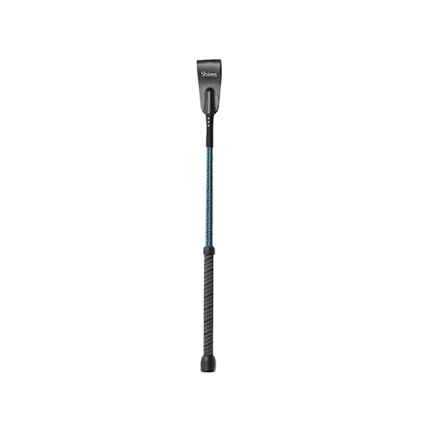 Shires Zig Zag Läder Ridpiska 16.5in Ljusblå/Svart Bright Blue/Black 16.5in