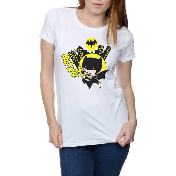 DC Comics Dam/Dam Chibi Batman Swinging T-shirt i bomull M White M