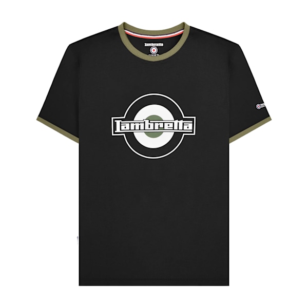 Lambretta Herr SS25 Ringer Logotyp T-Shirt L Svart/Khaki Black/Khaki L