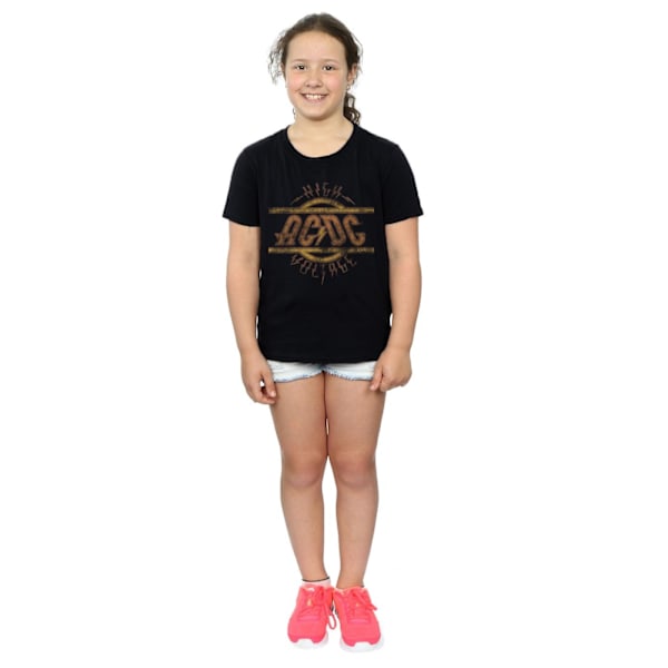 AC/DC Girls High Voltage Distressed Logo Bomull T-shirt 12-13 år Black 12-13 Years