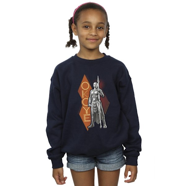 Marvel Girls Wakanda Forever Okoye Stance Sweatshirt 3-4 år Navy Blue 3-4 Years