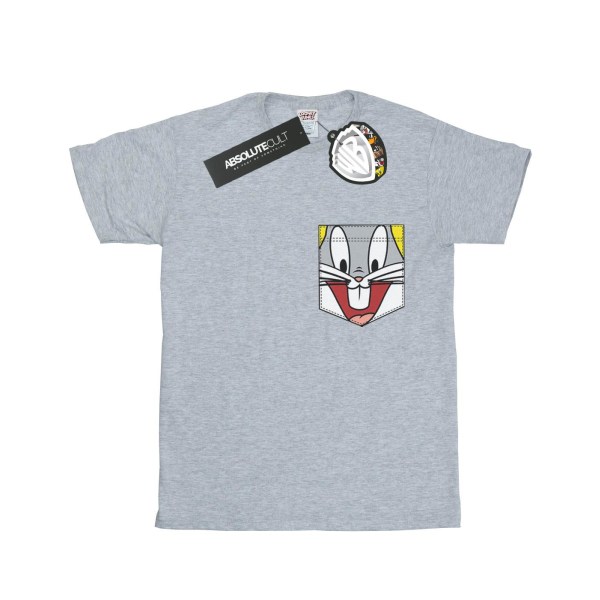 Looney Tunes Boys Bugs Bunny Face Faux Pocket T-Shirt 9-11 år Sports Grey 9-11 Years