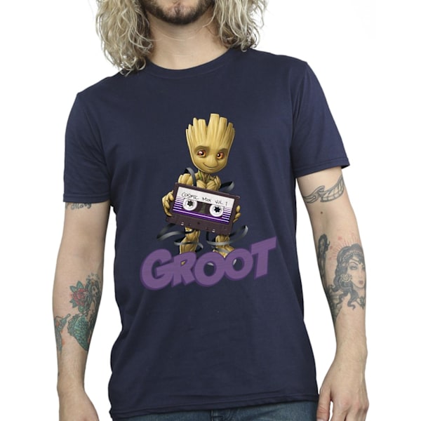 Guardians Of The Galaxy Herr Groot Kassett T-shirt S Marinblå Navy Blue S