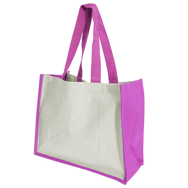 Westford Mill Printers Jute Cot Shopper Bag (21 liter) (2-pack) Fuchsia One Size