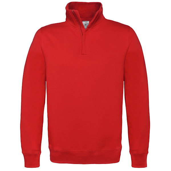 B&C Herr ID.004 Bomull Kvarts Dragkedja Sweatshirt M Röd Red M
