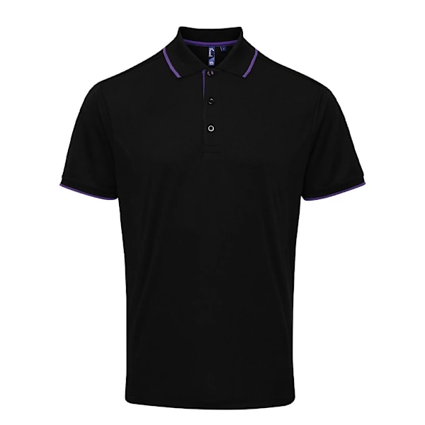 Premier Mens Coolchecker Contrast Pique Polo Shirt S Svart/Lila Black/Purple S