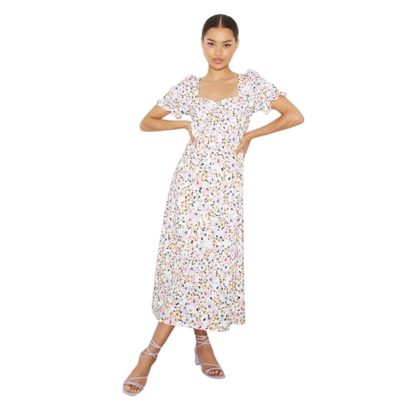 Dorothy Perkins Dam/Dam Floral Sweetheart Petite Puffed Midi Klänning 6 UK Vit White 6 UK