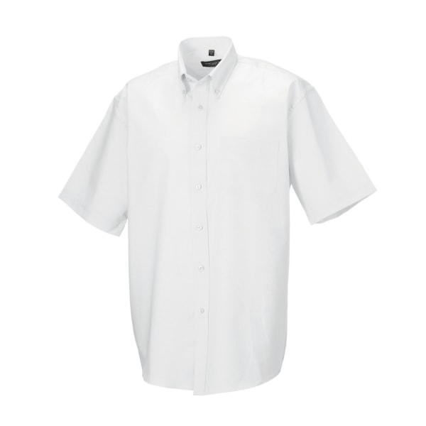 Russell Collection Herr Oxford Easy-Care Kortärmad Skjorta 20 White 20in