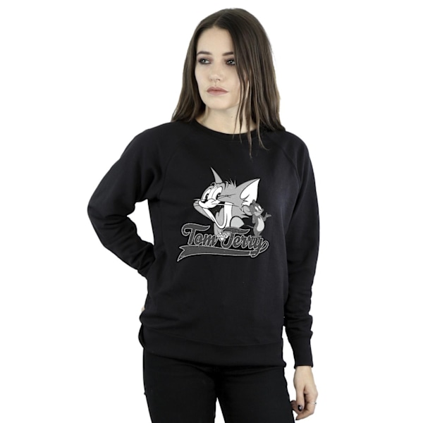 Tom And Jerry Dam/Damer Gråskala Kvadratisk Sweatshirt XL Svart Black XL