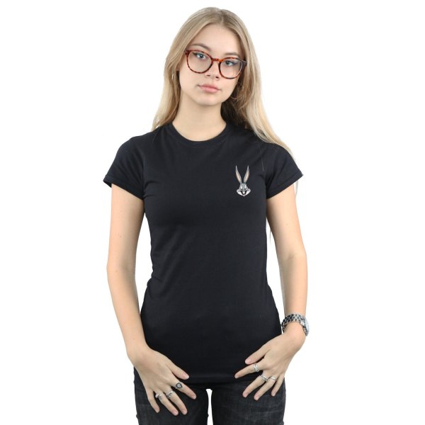 Looney Tunes Dam/Damer Bugs Bunny Brösttryck Bomull T-shirt Black XL