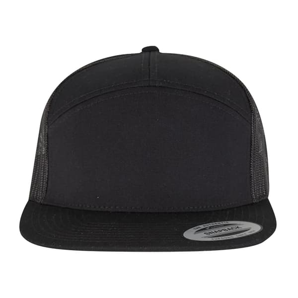 Flexfit Yupoong 7 Panel Trucker Keps En Storlek Svart Black One Size