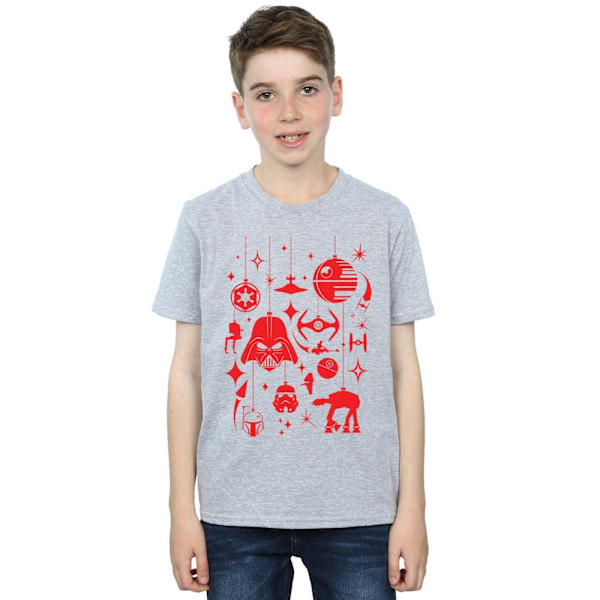 Star Wars Boys Jul Dekorationer T-Shirt 7-8 År Sport Grå Sports Grey 7-8 Years