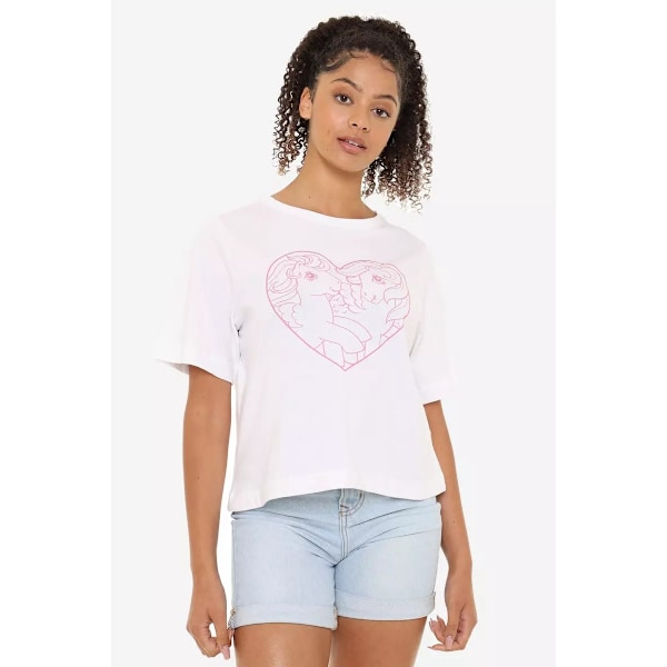 My Little Pony Dam/Dam Line Art Boxy Crop Top L Vit White L