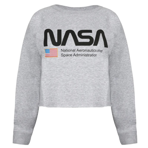 NASA National Aeronautics Crop-tröja för kvinnor/damer L Grå Grey Marl L