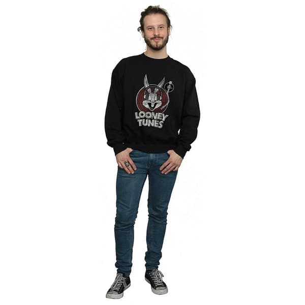 Looney Tunes Herr Bugs Bunny Cirkellogotyp Tröja M Svart Black M