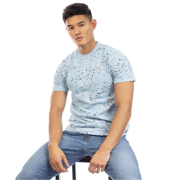 Peter Werth Herr T-shirt med rund hals Feather L Blå Blue L