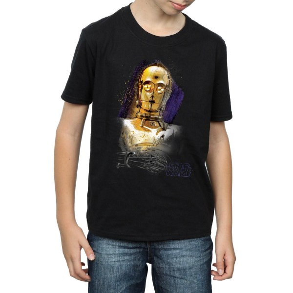 Star Wars Boys The Last Jedi C-3PO Borstad T-shirt 12-13 år Black 12-13 Years