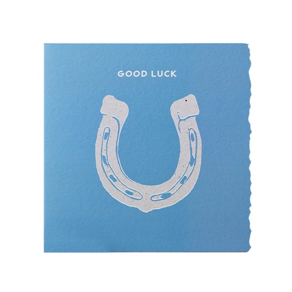 Deckled Edge Colour Block Pony Gratulationskort En Storlek Lycka Till Good Luck - Horseshoe (Blue) One Size