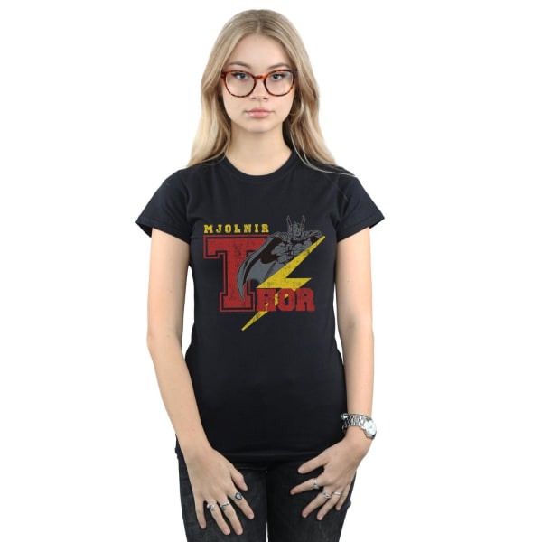 Marvel Dam/Kvinnor Thor Mjolnir Bomull T-shirt XXL Svart Black XXL