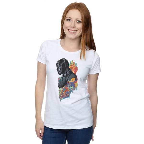 Marvel Dam/Dam Svart Panter Profil Bomulls T-shirt S Vit White S