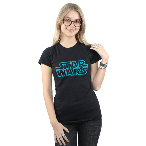 Star Wars Dam/Kvinnor Neon Sign Logo Bomull T-Shirt S Svart Black S