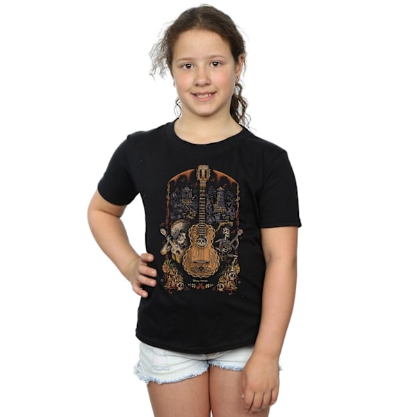 Disney Girls Coco Guitar Poster Bomull T-shirt 9-11 år Svart Black 9-11 Years