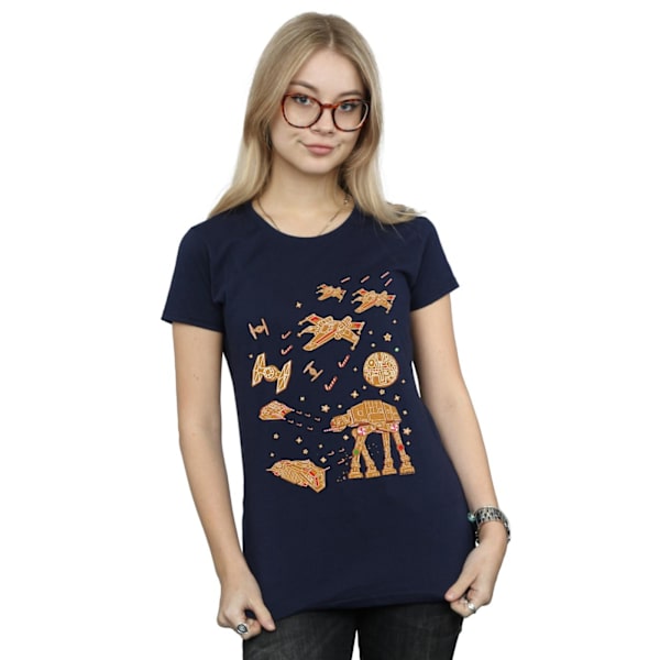 Star Wars Dam/Damer Gingerbread Battle Bomull T-shirt L Marinblå Navy Blue L