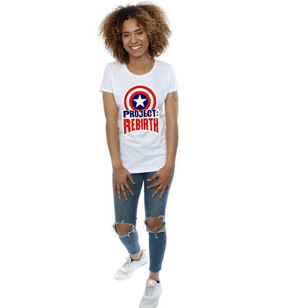 Marvel Dam/Kvinnor Captain America Project Rebirth Bomull T-Shirt XL Vit White XL