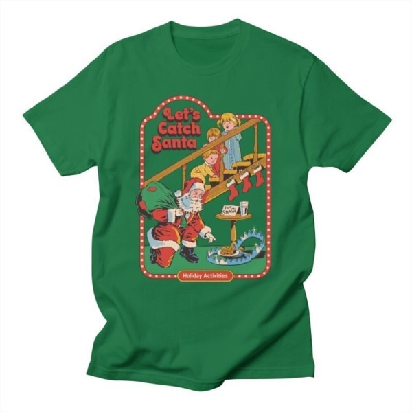 Steven Rhodes Unisex Vuxen Lets Catch Santa T-shirt XL Grön Green XL