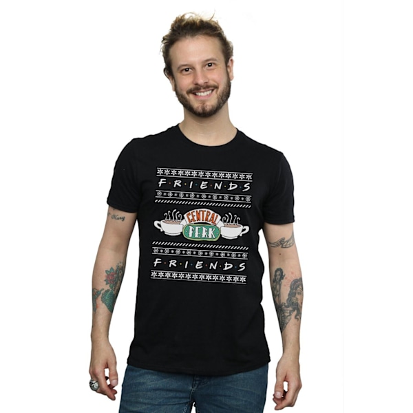 Friends Fair Isle Central Perk T-shirt för män, 3XL, svart Black 3XL