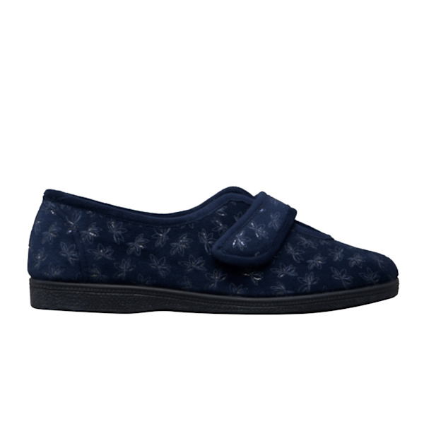 Sleepers Dam/Dam Ivy Floral V-hals Touch Fastening Slip Navy Blue 8 UK