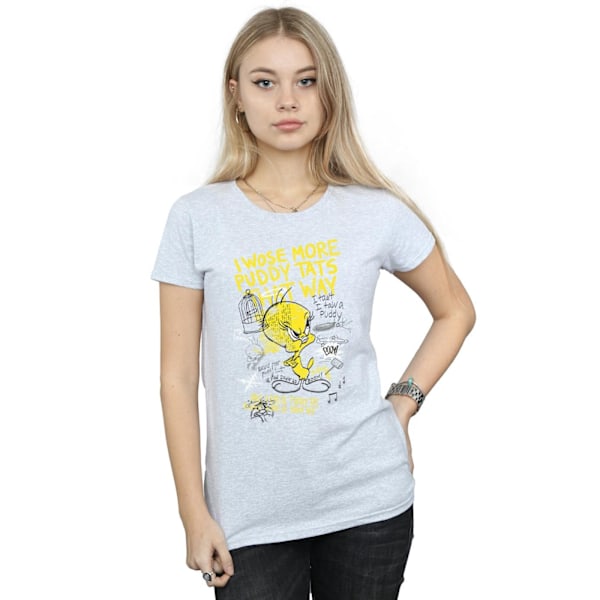 Looney Tunes Dam/Damer More Puddy Tats Tweety Bomull T-Shir Sports Grey M