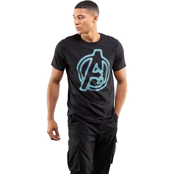 Avengers Neon Logo T-shirt för män M Svart/Blå Black/Blue M