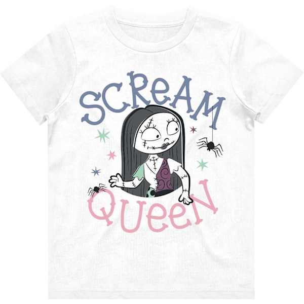 Nightmare Before Christmas Girls Scream Queen Bomull T-shirt 5- White 5-6 Years