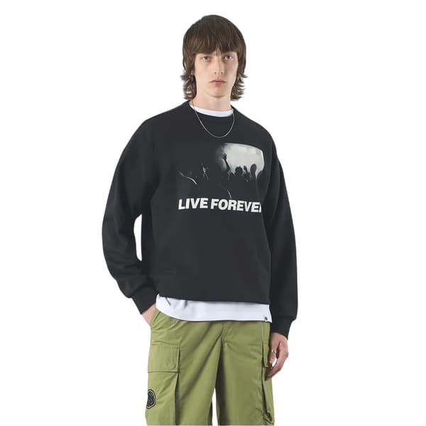 Pretty Green Herr Live Forever Regular Sweatshirt S Svart Black S