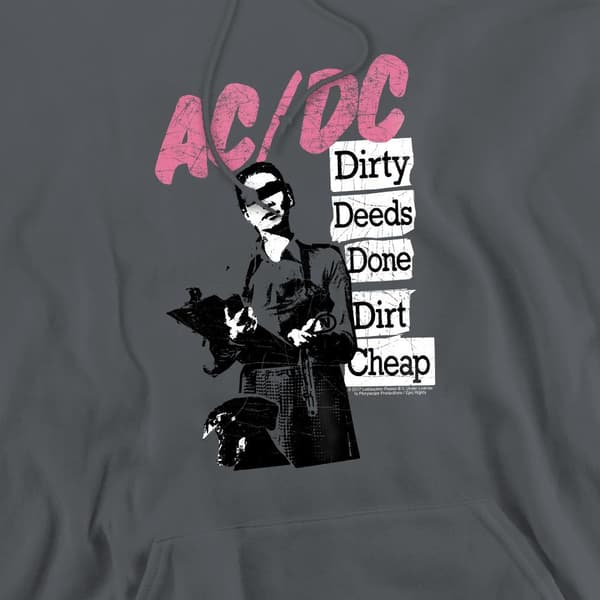AC/DC Herr Dirty Deeds Hoodie S Kolgrå Charcoal S