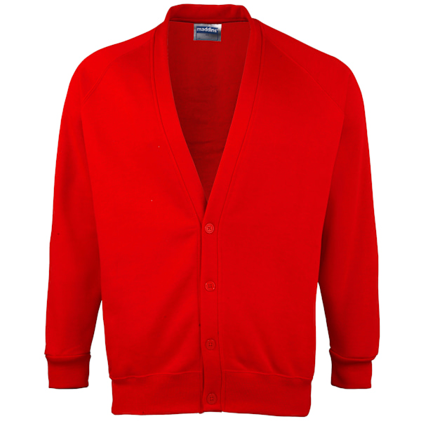 Maddins Unisex Coloursure Cardigan för barn / Skoluniform 32 Röd Red 32