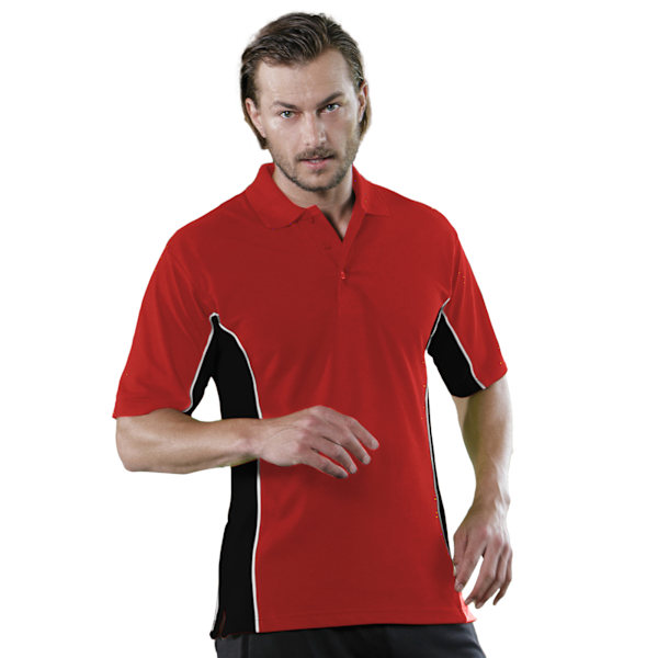Gamegear® Herr Track Pique Kortärmad Polotröja Topp 2XL Röd/ Red/Black/White 2XL