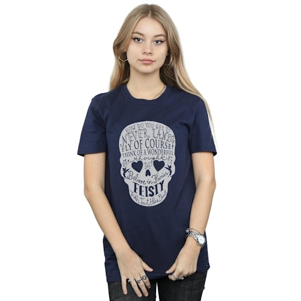 Disney Dam/Kvinnor Tinker Bell Skull Bomull Boyfriend T-Shirt Navy Blue L