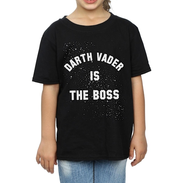 Star Wars T-shirt i bomull för flickor, Darth Vader The Boss, 12-13 år Black 12-13 Years