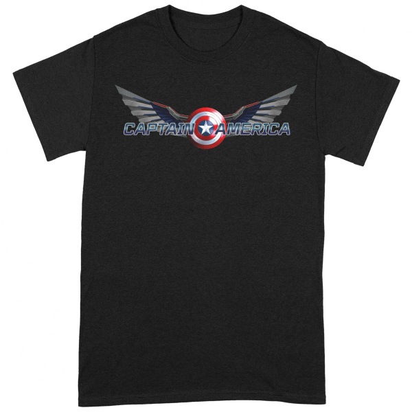 Captain America Unisex Vuxen Logotyp T-shirt XXL Svart Black XXL