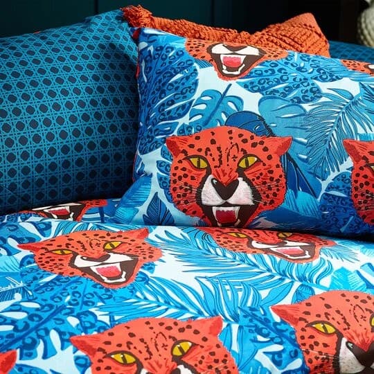 Furn Untamed Cheetah Påslakan Set Dubbel Blå Blue Double