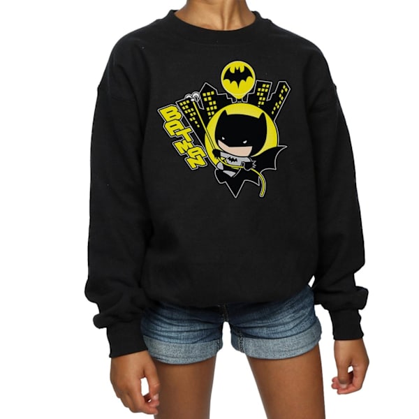 DC Comics Girls Chibi Batman Swinging Sweatshirt 7-8 år Svart Black 7-8 Years