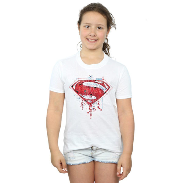 DC Comics Girls Superman Geo Logo Bomull T-shirt 5-6 år Vit White 5-6 Years