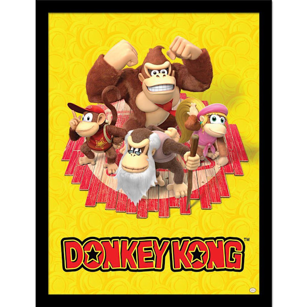 Donkey Kong The Kongs Inramad Tryck 40cm x 30cm Flerfärgad Multicoloured 40cm x 30cm