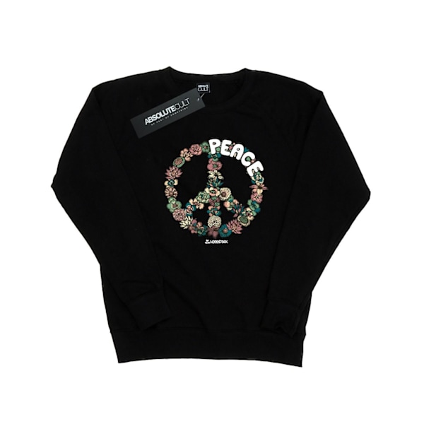 Woodstock Womens/Ladies Floral Peace Sweatshirt L Svart Black L