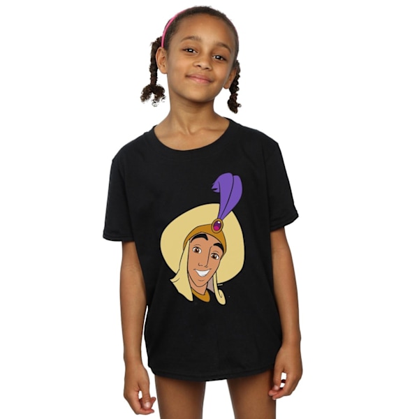 Disney Girls Aladdin Prince Ali Face Bomull T-shirt 12-13 år Black 12-13 Years