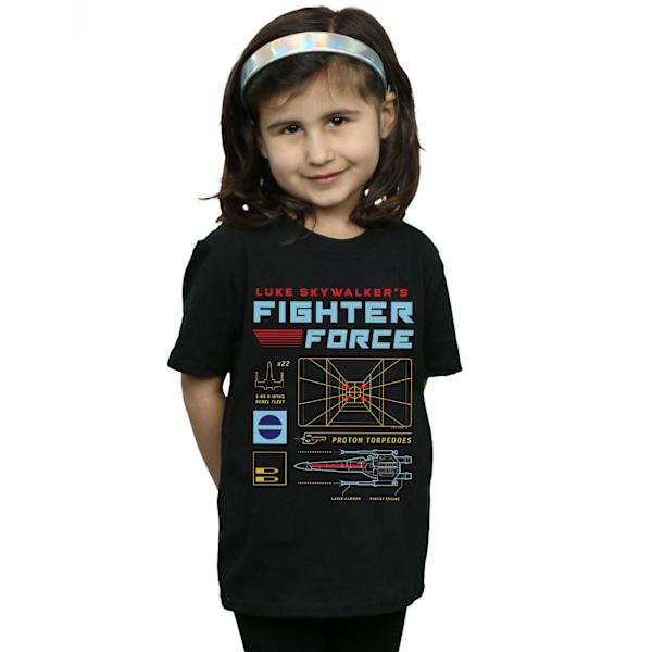 Star Wars Girls Luke Skywalker's Fighter Force Bomull T-shirt 5 Black 5-6 Years