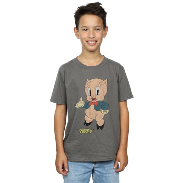 Looney Tunes Boys Porky Pig Distressed T-Shirt 5-6 år Charcoal Charcoal 5-6 Years